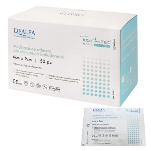 Dealfa Medicazione adesiva acrilica con compressa antiaderente 6 cm x 9 cm (Conf. 50 pezzi)