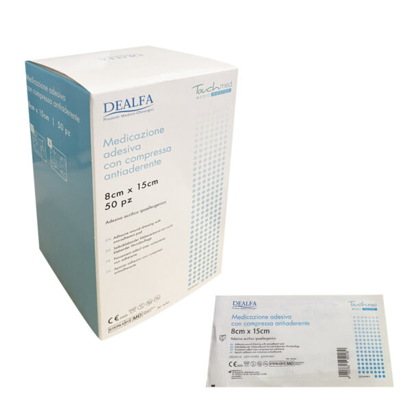 Dealfa Medicazione adesiva acrilica con compressa antiaderente 8 cm x 5 cm (Conf. 50 pezzi)