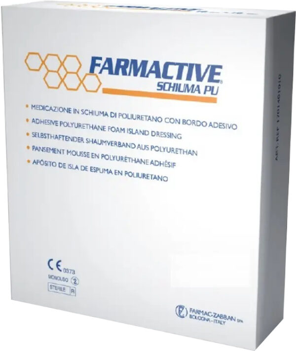 Farmactive Schiuma Pu medicazione in poliuretano Adesiva 10cm x 10cm (Confezione da 10)