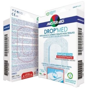 Medicazione compressa autoadesiva dermoattiva ipoallergenica aerata master-aid drop med 10,5×18 5 pezzi