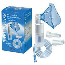 Kit completo prontex rapid mask per aerosolterapia con ampolla plastica +maschera per adulti +tubo pressione +accessorio nasale +boccheruola