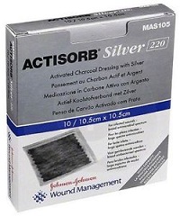 Actisorb silver medicazione in carbone attivo con argento 10,5×10,5 cm 3 pezzi